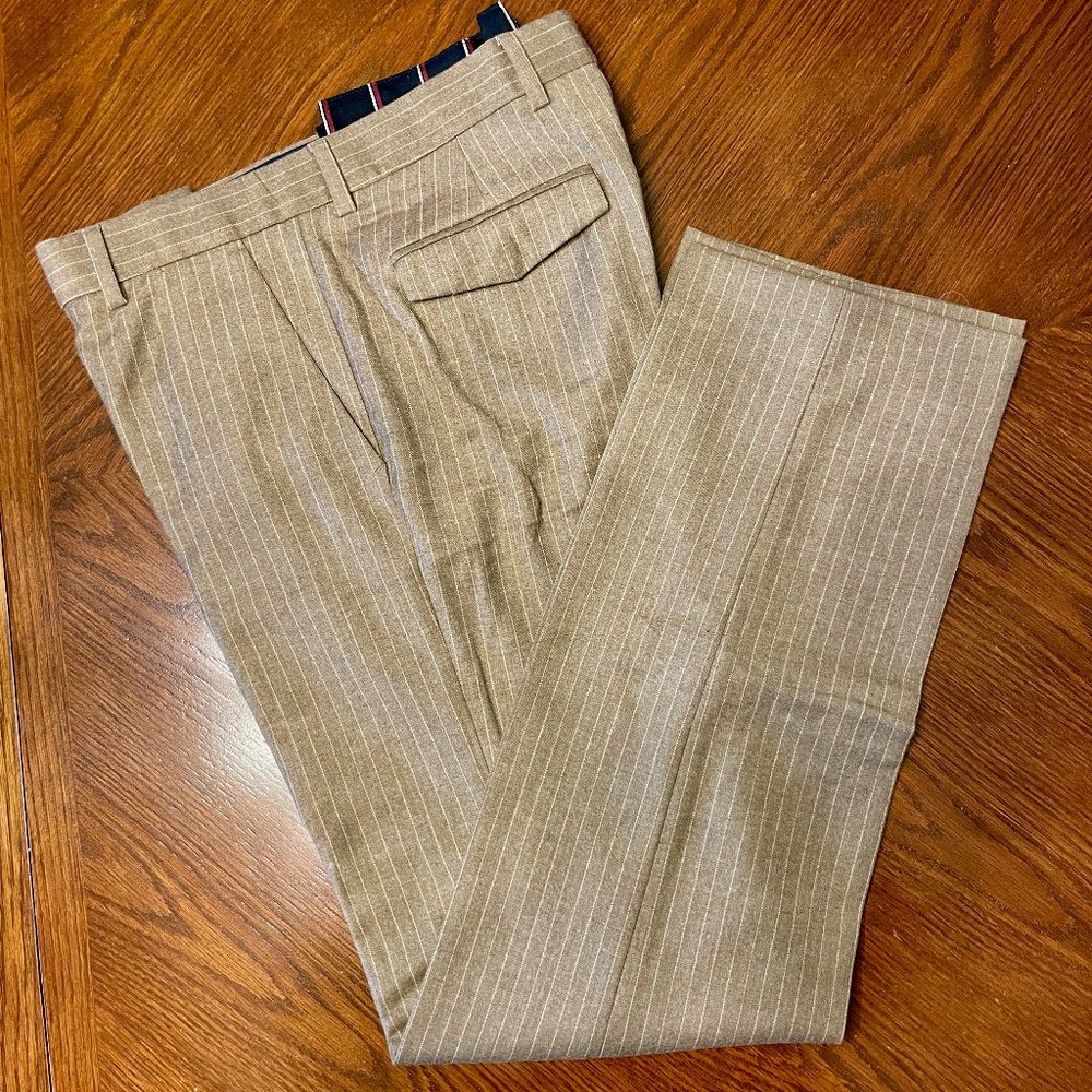 Banana Republic Wool Dress Pants, Tailored Slim Fit, 32x34, Tan Pinstripe, EUC